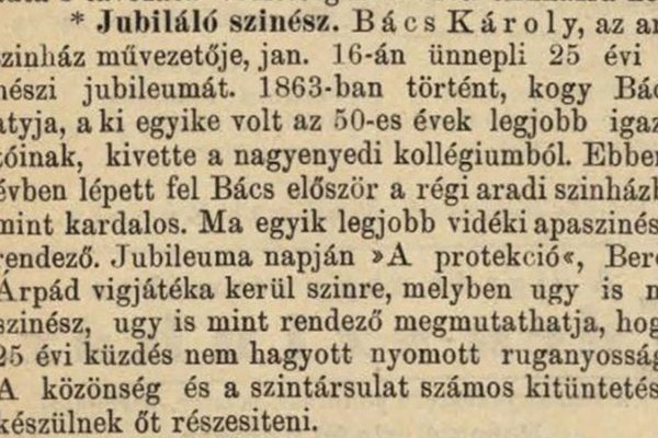 Ifjabb martonfalvi Bács Károly (1849-1903) színész, rendező életútjának dabasi vonatkozásai