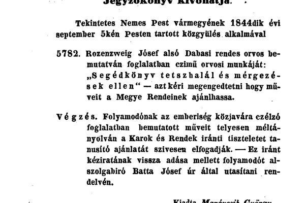 Dr. Rosenzweig József életútjának dabasi vonatkozásai