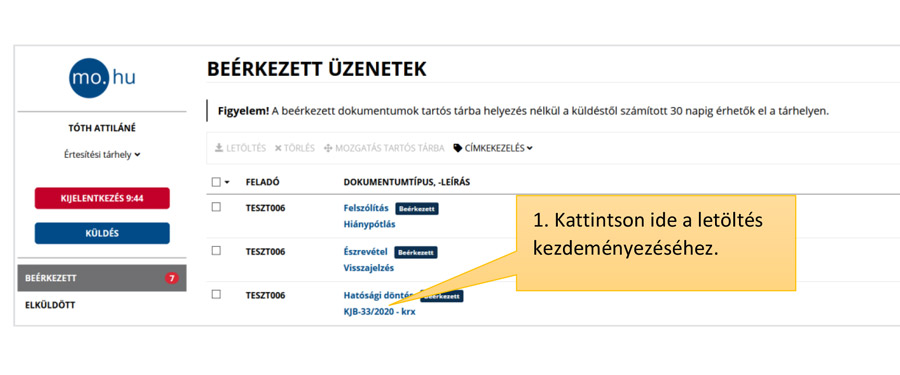 Tájékoztató az ügyfélkapun továbbított dokumentumok megnyitásával kapcsolatban
