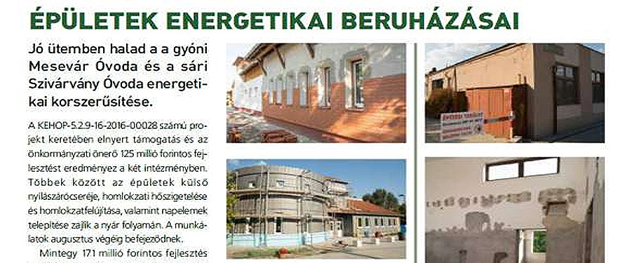 Épületek energetikai beruházásai (Dabasi Újság 2017. augusztusi száma)