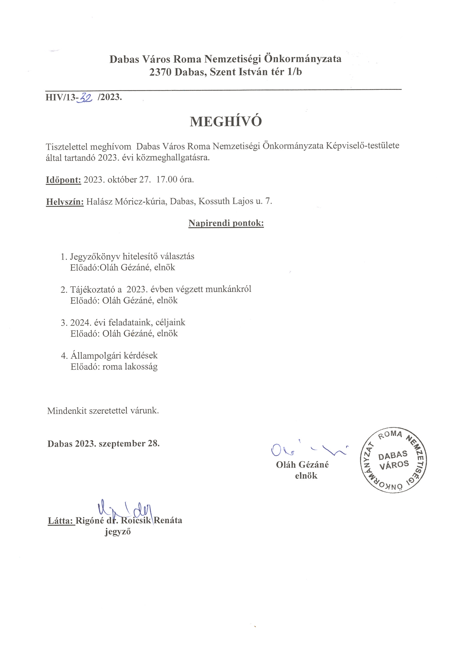 kozmeghallgatas 2023 roma omkormanyzat