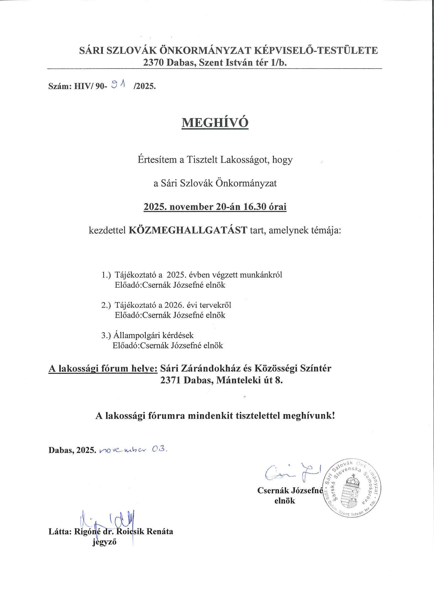 kozmeghallgatasi meghivo szlovak 2025