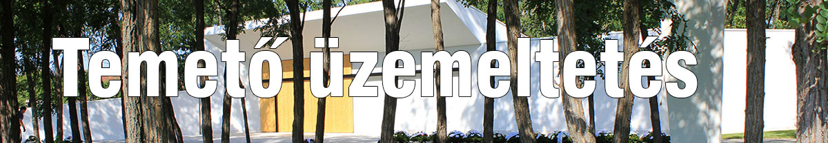 Temető üzemeltetés oldal header képe, ami illusztráció a tartalomhoz és a gyóni ravatalozó épületét mutatja.